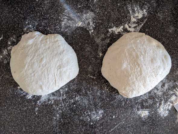 The dough before going into proofing baskets