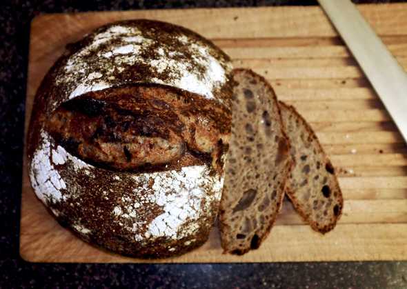 A photograph of the “Return of the Sourdough” bread